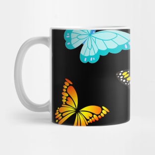 Colorful butterflies dark blue background Mug